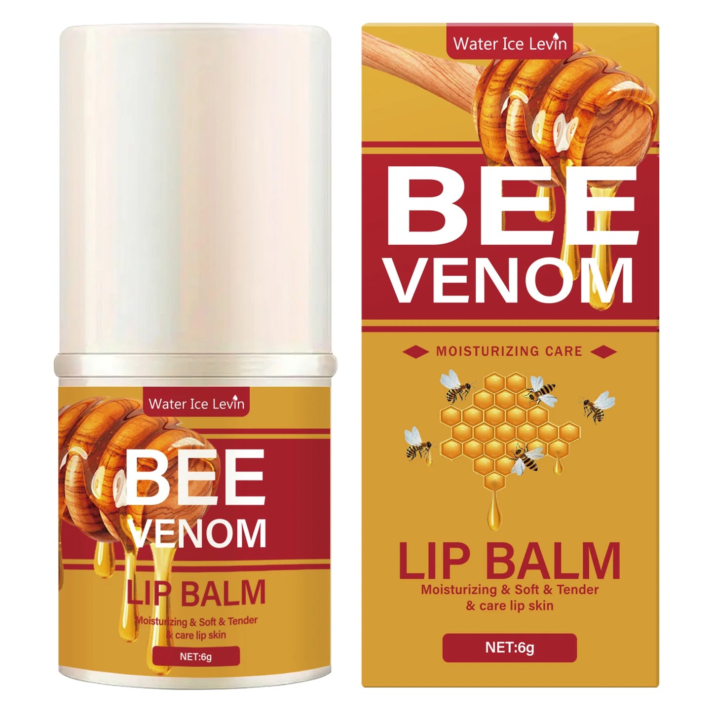 Bee Venom Lip Balm, Hydrating, Translucent and Glossy, Soft and Light, Instantly Hydrating, Smooth and Easy to Absorb, Cares for Lips, Softer and Smooth Skin on Lips, Balanced